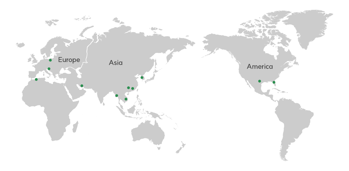 지역사회 프로그램 관련 지도 (Europe, Asia, America)
